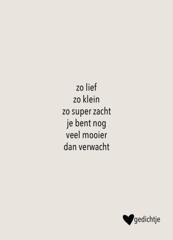 Wenskaart "zo lief zo klein"