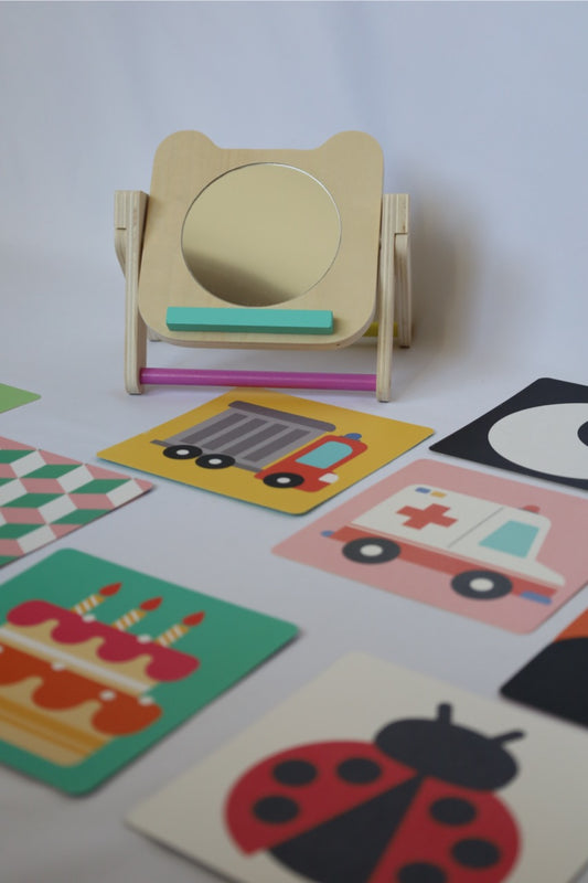 Montessori Spiegel met Stimulatie kaarten